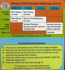 Georgia Child Passenger Safety Law Child Passenger Safety Booster Seat Children