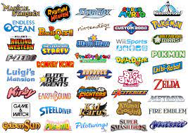 Logos Representing The Many Different Nintendo Franchises My Favourites Are Endless Ocean F Zero Kirby The Video Game Logos Video Game Design Nintendo Logo