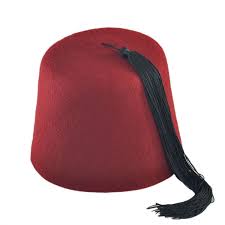 Village Hat Shop Maroon Wool Fez With Black Tassel Fez