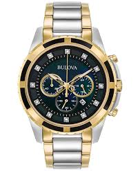 Shop the latest men's watches from your favorite brands, including citizen , bulova, movado and more. Bulova Men S Chronograph Diamond Accent Two Tone Stainless Steel Bracelet Watch 44mm 98d132 Reviews All Fine Jewelry Jewelry Watches Macy S