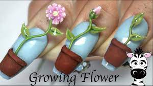 4d Growing Plant And Flower Acrylic Nail Art Tutorial Nail Art Tutorial Acrylic Nail Art Nail Art