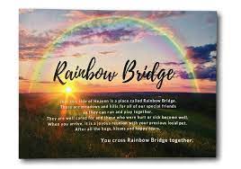 When a beloved pet dies, that pet goes to the rainbow bridge. Banberry Designs Pet Memorial Print Led Lighted Canvas Print With The Rainbow Bridge Poem Rainbow Background With A Sunset Scene Pet Remembrance Gifts Buy Online At Best Price In