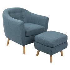 Lumisource Rockwell Mid Century Modern Accent Chair With Ottoman Fabric Accent Chair Mid Century Modern Accent Chairs Chair And Ottoman Set