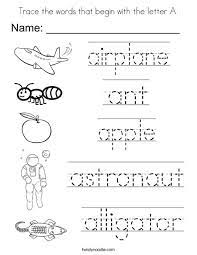 A a a coloring page. Trace The Words That Begin With The Letter A Coloring Page Twisty Noodle