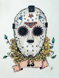 11x14 Art Print Jason Voorhees Friday The 13th Ink Drawing Original Art Fan Art Jason Drawing Art Inspiration Drawing Friday The 13th Tattoo