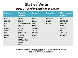 Artinya= tidak pernah saya merasakan biasanya negative expressions terletak di awal kalimat, dan jika letaknya di awal kalimat, maka auxiliary verb dan subject dibalik letaknya. Stative Verb Pengertian Contoh Kata Dan Contoh Kalimat Stative Verb Materi Kelas