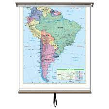 Western Hemisphere Map Labeled Western Hemisphere Essential Wall Map Set On Roller W/ Backboard; 3-Map Set