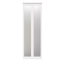 Impact Plus 24 In X 80 In Mir Mel Primed Mirror Solid Core Mdf Full Lite Interior Closet Wood Bi Fold Door With Chrome Trim Bmmp342 2480c Mirrored Bifold Closet Doors Beveled Edge Mirror White Mirror