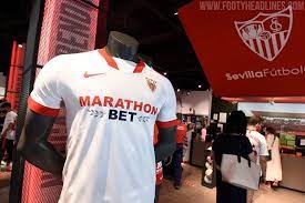 Logo of kit producer and team's sponsor is printed in white. Sevilla 20 21 Home Away Third Kits Released Footy Headlines