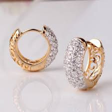 Target / women / women's jewelry / yellow : Gulicx Round Crystal Earrings For Women Gold Color Hoop Earrings Cz Stone Cubic Zirconia Earring Vintage Jewelry E133