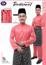 Baju melayu wikipedia baju melayu jawi is a traditional malay outfit for men it literally translates as malay shirt and consists of two main parts the first being the baju long sleeved shirt itself which has sumber gambar : Baju Melayu Tradisional Fuzzy Peach Wni Fashion