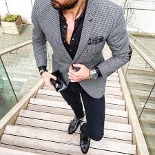 Black And White Houndstooth Blazer Men S Black And White Houndstooth Blazer Black Dress Shirt Navy Skinny Jeans Black Leather Double Monks Mens Outfits Suit Fashion Mens Fashion Smart