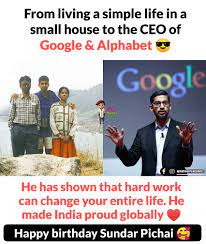 He met his wife anjali in college. Happy Birthday Sundar Pichai What Happened Bro Facebook