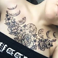 Moonphase Flower Tattoo Chesttattoo Moon Girly Tattoodesigns Tattoos Moonphase Tattoo Tattoos And Piercings Body Art