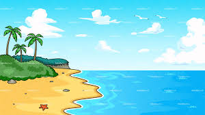 We bare bears digital wallpaper, cartoon, drawing, sky, building exterior. Tropical Beach With Serene Waters Background Cartoon Clipart Friendlystock Beach Cartoon Beach Pictures Kids Beach Illustration