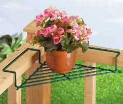Corner Deck Railing Planter Flower Pot Rail Wire Shelf Balcony Plant Table Stand Corner Plant Balcony Plants Railing Planters