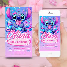 Convite de Aniversário Digital do Stitch Gratis - Convite Digital Grátis:  Milhares de Modelos para Baixar para Sua Festa