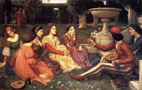 Gather Ye Rosebuds While Ye May Waterhouse Painting 1909 Art Historian Mindswirls Photo John William Waterhouse Paintings The Decameron Waterhouse Paintings