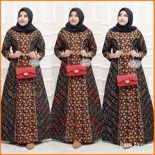 Pola gamis batik kombinasi polos. Harga Model Gamis Batik Kombinasi Terbaik Agustus 2021 Shopee Indonesia