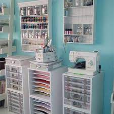 Sewing room storage sewing room organization craft room storage storage ideas organization ideas studio organization storage shelves storage hacks thread storage. Papers Sewing Machine Paints Small Craft Rooms Craft Room Design Scrapbook Room