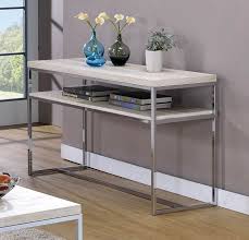 Furniture Of America Cm4151s Olle Washed White Wood Modern Chrome Metal Sofa Console Entry Table Metal Sofa Entry Table Entry Table Decor