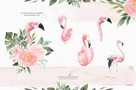 Watercolor Flamingo Flowers Watercolor Illustration Flamingo Flower Flamingo Illustration