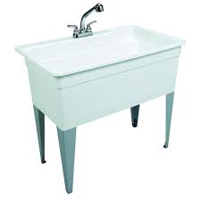 Shop kitchen sinks at lowe's canada online store: Bigtub Utilatub Combo 40 In X 24 In 33 In Polypropylene Floor Mount Utility Tub With Pull Out Faucet In White 28cf The Home Depot