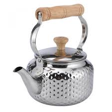 ابريق شاي شاهي حب الرمان استيل مقبض خشب 3 لتر