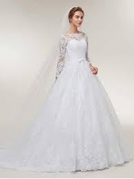Glamorous Long Sleeve Lace Ruffles Wedding Dresses Long Sleeve Wedding Dress Lace Ball Gowns Wedding Long Sleeve Bridal Gown
