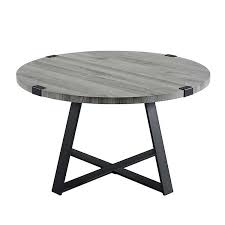 For superior performance, the black metal is made of a durable and reliable kind of metal. Slate Gray Rustic Wood Round Coffee Table Kirklands