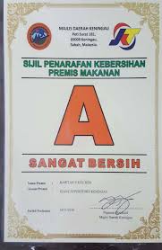 Gred a (amat baik), b (baik) dan c. Sijil Penarafan Kebersihan Premis Rahitah S Kitchen Facebook