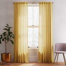 European Flax Linen Curtain Dijon Yellow Curtains Living Room Dark Curtains Sheer Linen Curtains