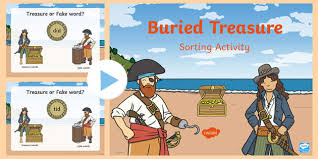 Acorn adventureshold up sentence on card or whiteboard. Pirate Buried Treasure Sorting Activity Phase 2