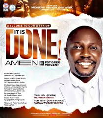 It's A new week! And IT IS DONE. FOLLOW US TONIGHT AND EVERY NIGHT FOR  MIDNIGHT PRAYER. ON ALL SOCIAL MEDIA PLATFORMS