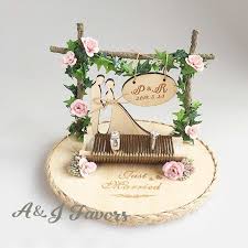 1pcs Unique Custom Name Wooden Flower Rings Bearer Holder Wedding Proposal Engagement M Ring Pillow Wedding Ring Holder Wedding Personalised Wedding Ring Boxes