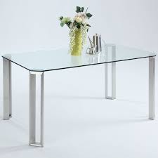 Chintaly Imports Rhonda Dt B T Rhonda 59 Dining Table Brushed Stainless Steel Tempered Glass In 2020 Dining Table Rectangle Glass Dining Table Tempered Glass Table Top