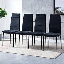 Black, metal kitchen & dining room chairs : Buy Homesailing 5 Pieces Black Glass Dining Room Table And Chairs Set Of 4 Chairs 4 Kitchen Velvet Chairs And Glass Dining Table For Small Space Online In Taiwan B08l5zpbg3