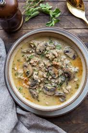 Dairy Free Cream Of Mushroom Soup With Ground Turkey An Easy Healthy Whole30 Paleo Keto Low Carb Ground Turkey Soup Turkey Soup Recipe Dairy Free Cream