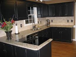 Black Kitchen Painted Faux Black Cabinets Venetian Gold Granite Tumblestone Backsplash Rubbed Oil Bronz Black Kitchens Simple Kitchen Design Kitchen Design