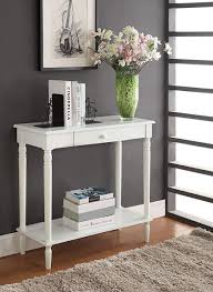 French Country Hall Table With Drawer And Shelf White Entrance Table Decor Foyer Table Decor French Country Tables