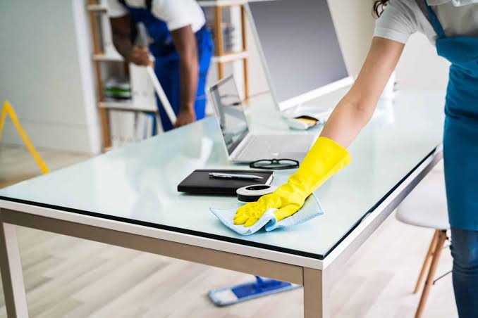Professional cleaning specialists deep cleaning a modern family home, dusting furniture, vacuuming carpets, sanitizing bathrooms, and polishing kitchen countertops. The image showcases Naturally Maid Cleaning Co. providing reliable house cleaning service Naperville, house cleaning Downers Grove IL, and house cleaning Wheaton IL with exceptional attention to detail.