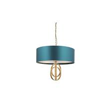 Free shipping* more like this quoizel woodmere 20 wide egyptian gold drum ceiling light $ 429.99. Double Hoop Gold Leaf Pendant Light Large Teal Shade Lighting Company