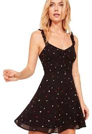 Reformation Black Elyse Star Print Mini Short Casual Dress Size 8 M Short Dresses Casual Fashion Summer Black Dress