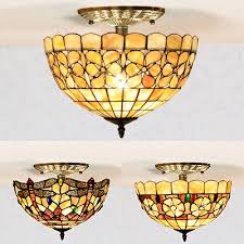 From rustic to retro and classic to. Beige Dome Inverted Semi Flush Mount Light 12 Inch Tiffany Rustic Stained Glass Ceiling Fixture For Bedroom Beautifulhalo Com