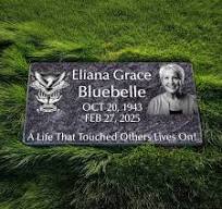 Bahama Blue Granite single Headstone - With Premium Portrait Engraving