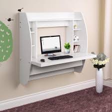 The pair floating shelves with chrome brackets can add storage space and a modern look to any room at home or the office. Ktaxon Wall Mount Computer Desk Floating Storage Shelves Laptop Office Computer Desk Walmart Com Walmart Com