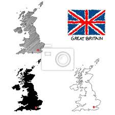 It shares land borders with scotland to the north england is separated from continental europe by the north sea to the east and the english. Grossbritannien England Karte Gezeichnet Umriss Schraffiert Mit Wandposter Poster Europa Britisch Scribble Myloview De