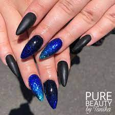 Matte Black Nails With Some Glitter Fade Nails Acrylic Acrylicnails Brisbane Brisbane Matte Black Nails Glitter Fade Nails Black Nail Designs