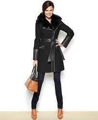 Via Spiga Faux Leather Faux Fur Kate Trench Coat Coats Women Macy S Trench Coat Coats For Women Casual Work Style