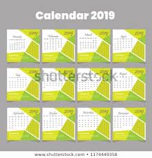 Calendar Design For 2019 Year New Calendar Design Collection Vector Design Print Template With Out Place For Photo Calendar Design Calendar Abstract